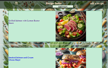 Recipe finder preview